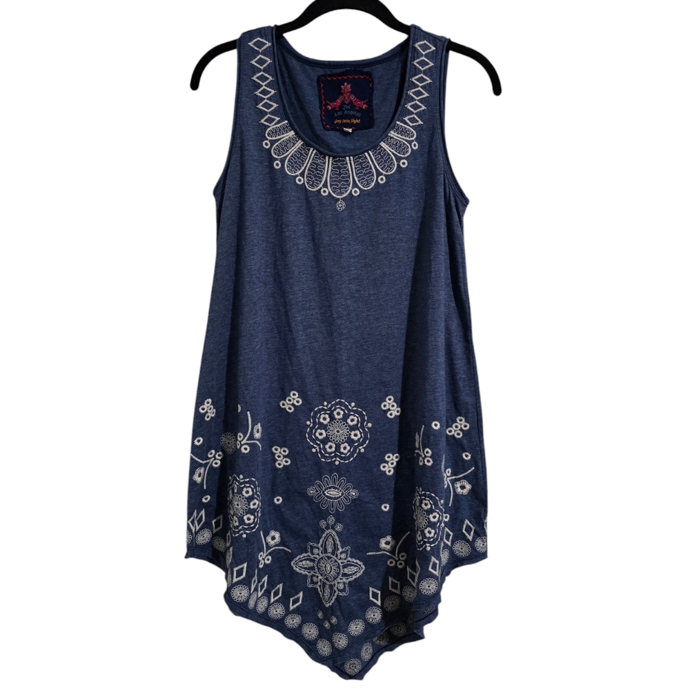 Johnny Was Embroidered Tunic Tank Top Blue size S‎
